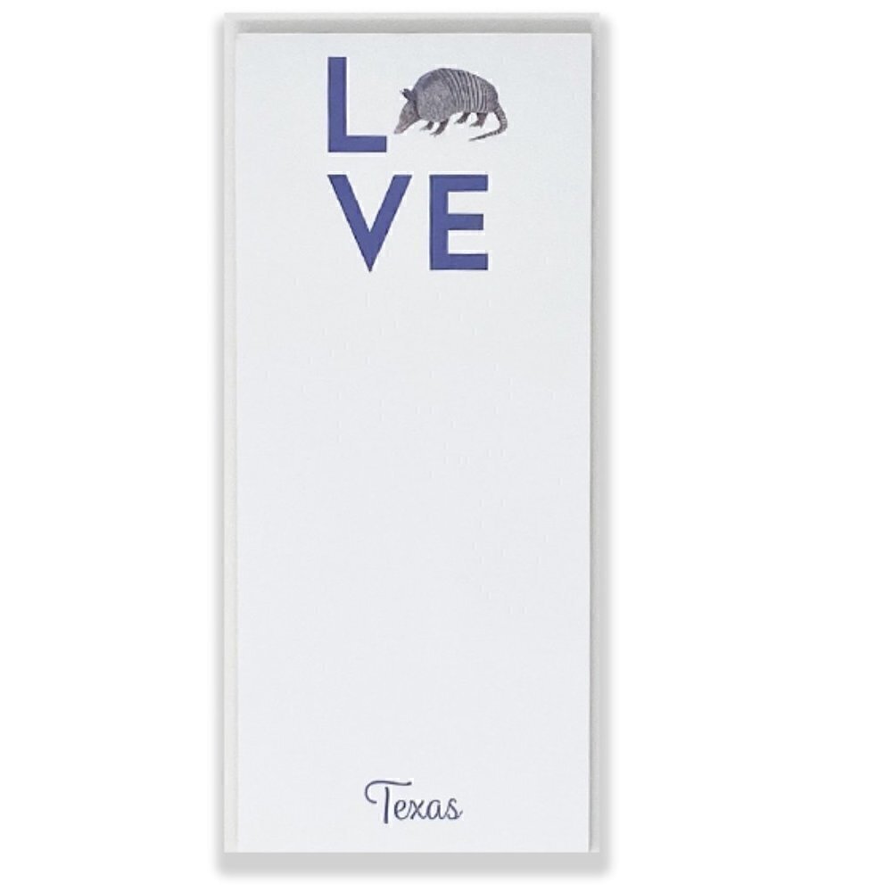 Texas Love Armadillo 50 Page Notepad NWT